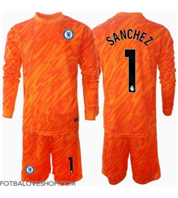 Chelsea Robert Sanchez #1 Brankářské Dětské Domácí Dres 2024-25 Dlouhý Rukáv (+ trenýrky)